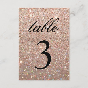 Table Number Card - Rose Gold Glitter Fab