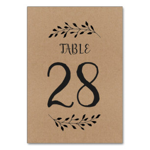 Table Number Card   Rustic Laurel Calligraphy