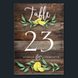 TABLE NUMBER CARD | Rustic Wood Lemon Wedding<br><div class="desc">Celebrate your special wedding day with this beautiful one of a kind Rustic Wood Lemon Watercolor Wedding Table Number Card. Don't miss the Rustic Lemon Collection in the Dear Beautiful You shop. Please customize this template from number 1 to xx. Add each table number separately to the cart.</div>