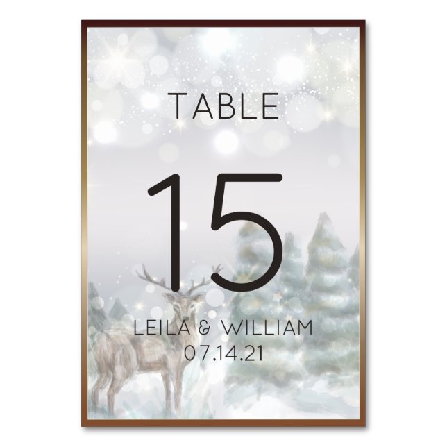 Table Number Card winter magical idyll (Front)