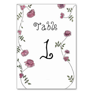 Table number cards, floral