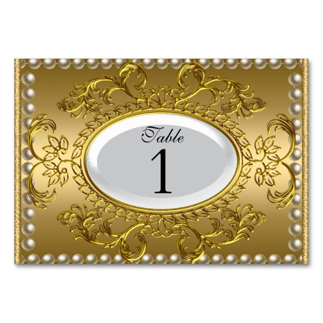 Table Number Cards Royal White Gold (Front)