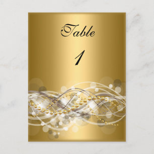 Table Number Cards White Gold