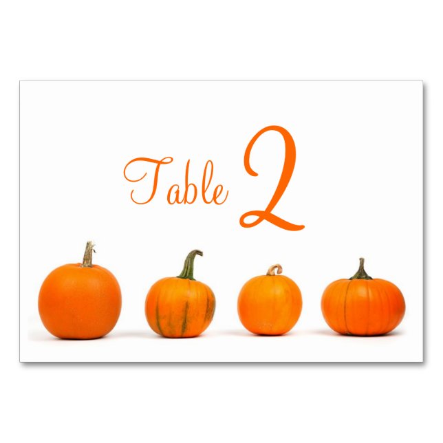 Table Number Cards With Pumpkins (Front)