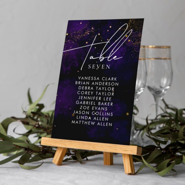 Table Number Dark Watercolor Purple Magical Golden (Creator Uploaded)