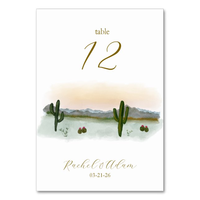 Table Number | Desert Sunset Watercolor (Front)