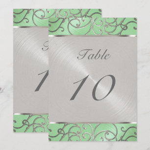 Table Number Elegant Mint Green Silver Filigree