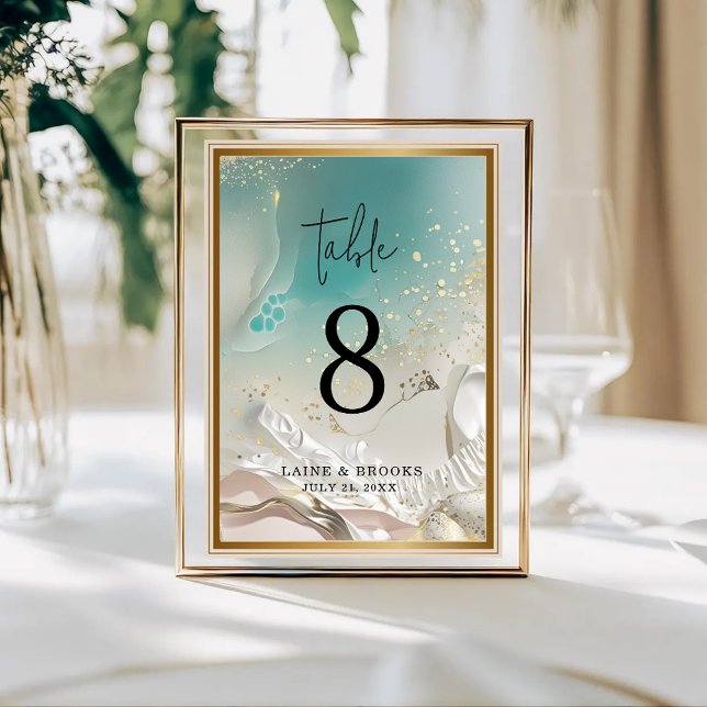 Table Number | Ethereal Shoreline Teal Ocean (Creator Uploaded)