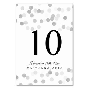Table Number Faux Silver Foil Glitter Lights