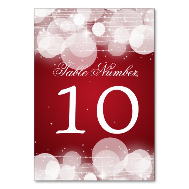 Table Number Glow & Sparkle Red (Front)