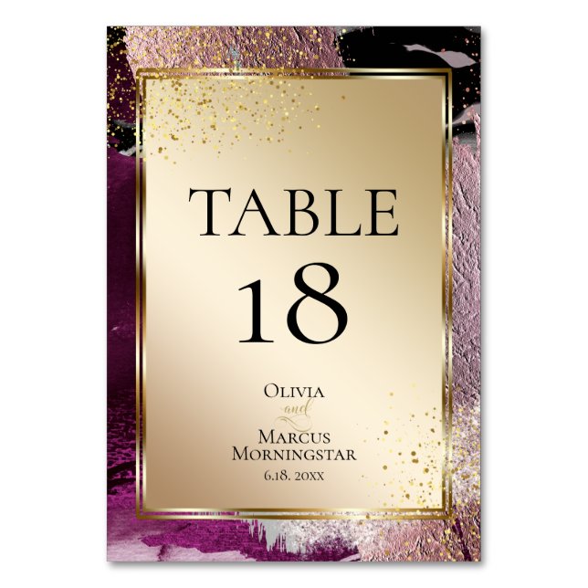 TABLE NUMBER | Gold Merlot Cassis Metallic Strokes (Front)