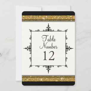 Table Number Gold Ornament Glitter Striped
