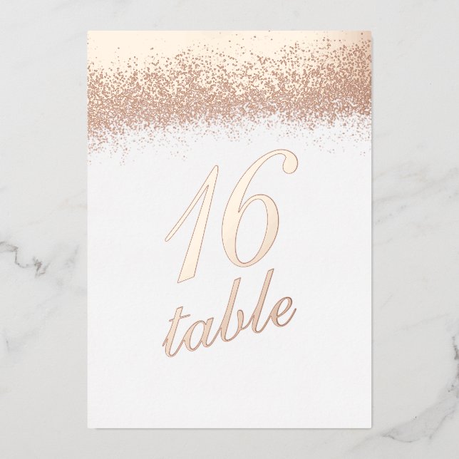 Table Number Gold Pressed Glitter Foil Invitation (Front)