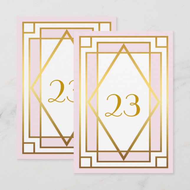 Table Number,Great Gatsby,elegant,chic,white pink Invitation (Front/Back)