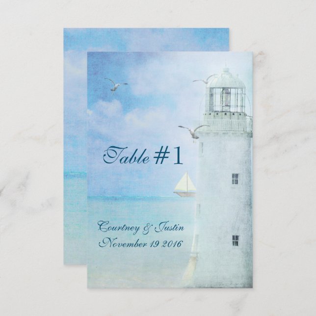 Table Number-Lighthouse Wedding Invitation (Front/Back)