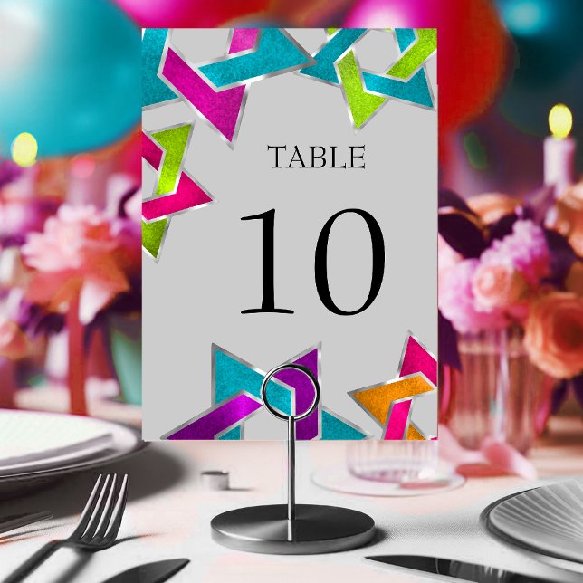 Table Number Multicolored Star of David Silver (Creator Uploaded)