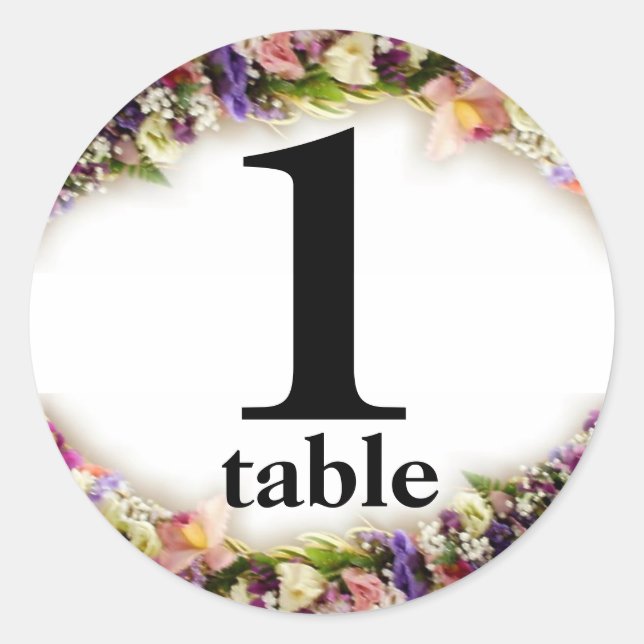 Table number party sticker (Front)