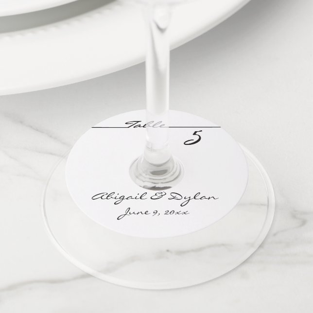 "Table Number" Personalized Wine Glass Tags (Close Up)