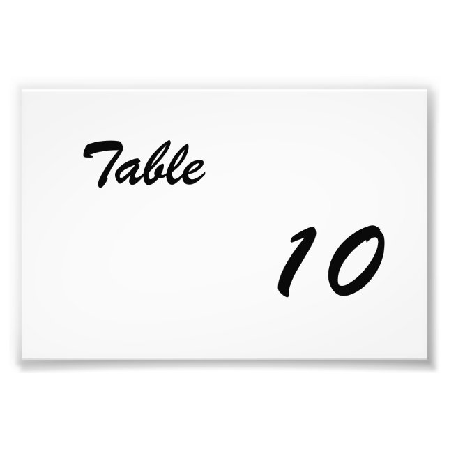 Table Number Photo Print (Front)