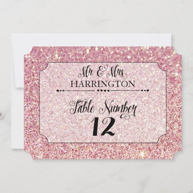 Table Number Pink Glitter Mr. & Mrs. Modern Fab (Back)