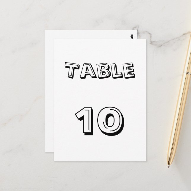 Table Number Postcard (Front/Back In Situ)