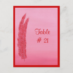 Table Number postcards, Red Pink Feathers Postcard