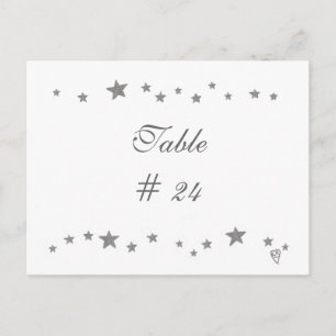 Table Number Postcards, silver stars border Postcard