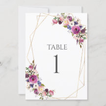  Table Number  Purple & Blue Roses