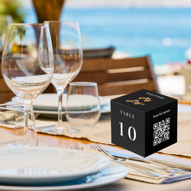 Table number QR code menu black business logo Cube (Creator Uploaded)