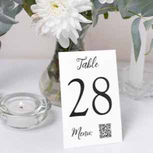 Table Number QR Code Menu Wedding