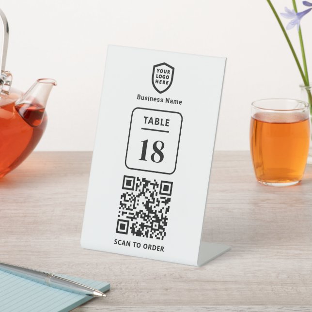 Table Number QR Code Scan to Order Restaurant Pedestal Sign (In SItu)