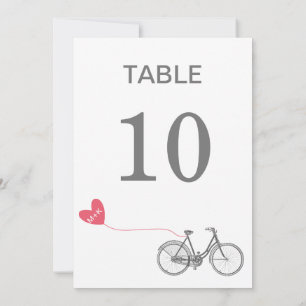 Table number romantic bike with initials