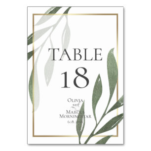 TABLE NUMBER   Sage Green Olive Branch Watercolor