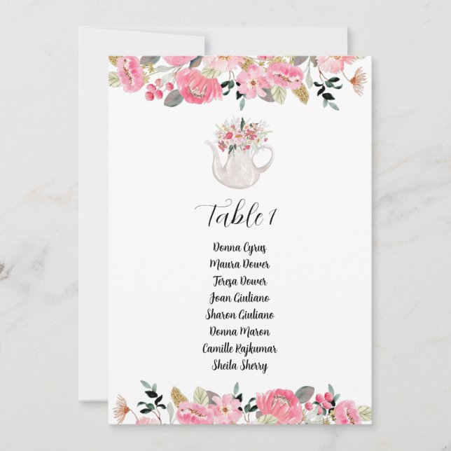 Table Number Seating Card (Front)