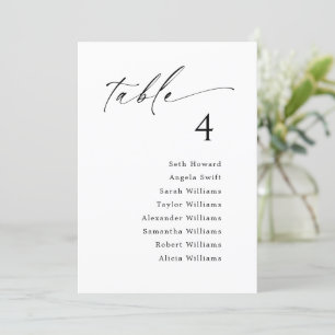 Table Number Seating Chart Hanging Card