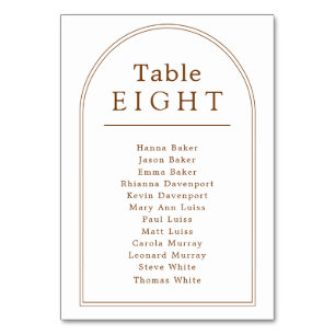 Table number seating chart minimal arch