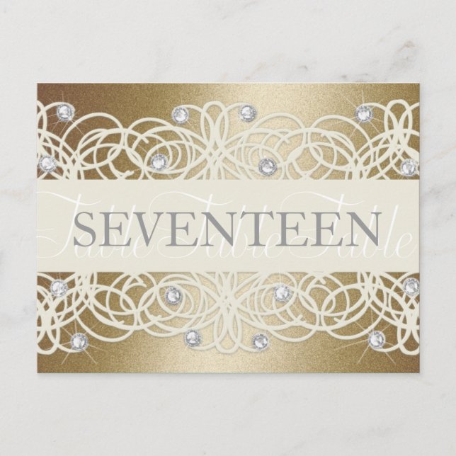 Table Number Shimmer and Crystals Postcard (Front)