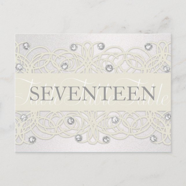 Table Number Shimmer and Crystals Postcard (Front)
