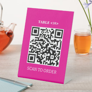 Table Number Sign, QR Code Scan to Order Pedestal Sign