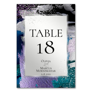 TABLE NUMBER   Silver Teal Orchid Abstract