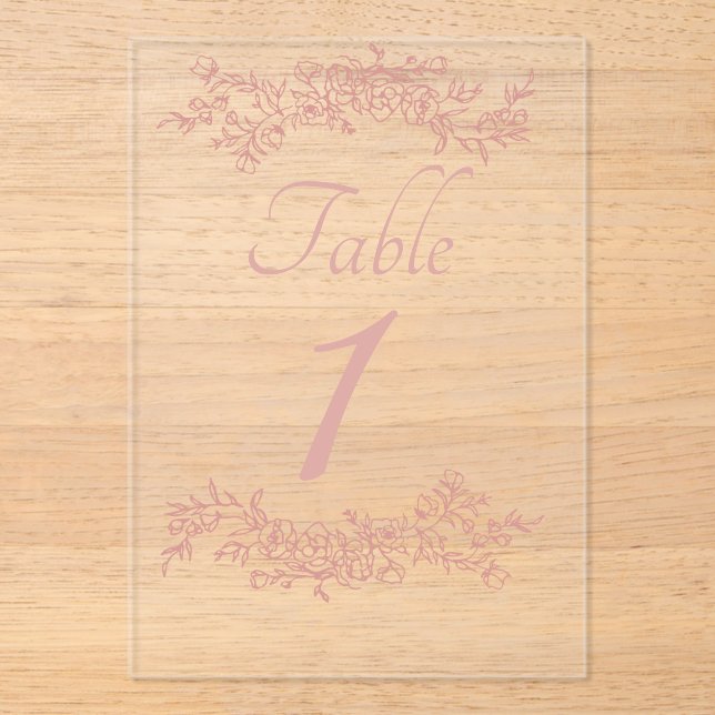 Table Number Simple Minimalist Clear (Front)