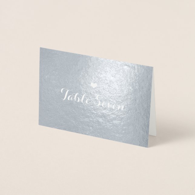 Table Number Small Heart Place Card Silver (Front)