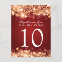 Table Number Sparkling Lights Gold