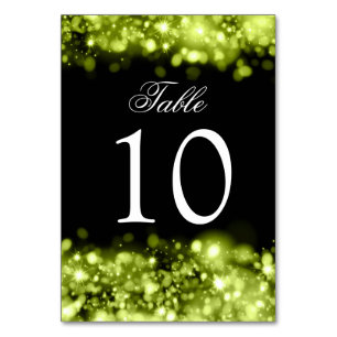 Table Number Sparkling Lights Lime Black