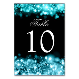 Table Number Sparkling Lights Turquoise