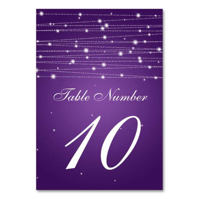 Table Number Sparkling Lines Purple (Front)
