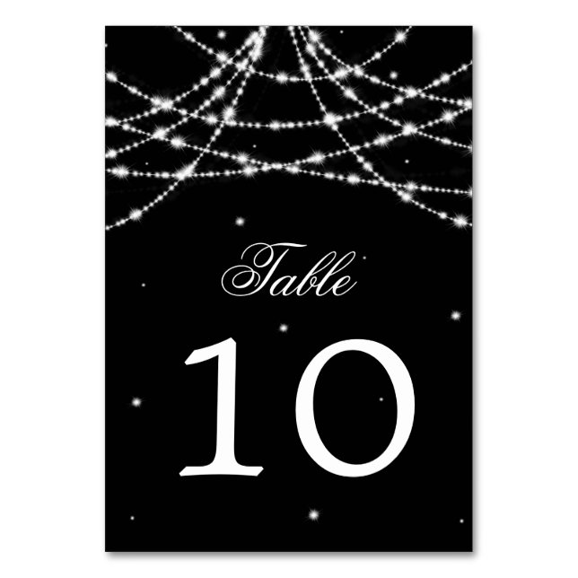 Table Number Sparkling String Black (Front)