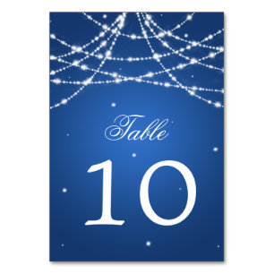 Table Number Sparkling String Blue