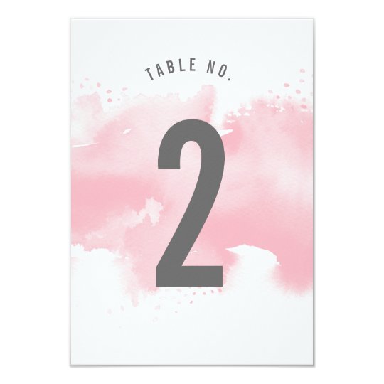 TABLE NUMBER stylish watercolor blush pink grey Card