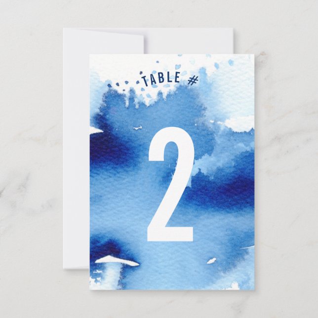 TABLE NUMBER stylish watercolor cool dark blue (Back)